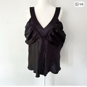 Vintage Y2K Babydoll Satin Tank Womens XL Black Goth Whimsygoth Fairy Grunge